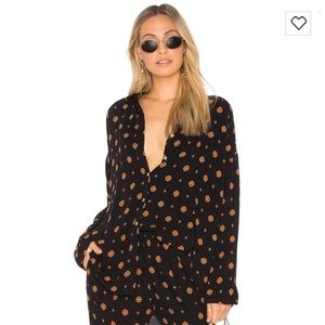 Free People Shirt Up Blouse Black Small NWT